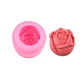 Rosa Silikonform für 3D-Rosen mit einem fertigen roten Blumenstück aus Harz - Nr. 4 2,5 Zoll Rosa