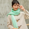Mint green cashmere-like tassel scarf styled with a beige toggle coat for winter - Mint Green