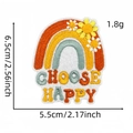 Detail showing CHOOSE HAPPY rainbow embroidery patch with exact size and weight specs - Choose Happy (1#)