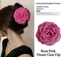 Exquisite rose pink fabric flower hair claw clip for women stylish hair accessory - Flower Hair Claw 9cm / Rose Pink