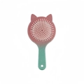 Pink and green gradient cat ear hairbrush with glitter finish and air cushion massage bristles - Glitter Green Yellow with Pink Cushion