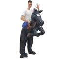Inflatable black horse costume for adults ideal for Halloween parties and fun events - Riding A Black Horse / One Size