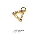 Gold triangle pendant charm with clear zircon micro-inlay for necklaces or bracelets - Style 10
