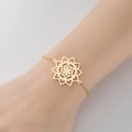 Minimalist gold mandala geometric charm bracelet with fine hollow pendant for women - 360-Mandala