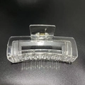 Extra large 13cm transparent hair claw clip with black ink gradient in premium finish - Glossy Clear - Square 10.5cm