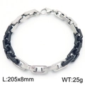 Bracciale hip-hop da uomo in acciaio al titanio argento e maglie nere, 205x8mm - Giunzione Nero (KB185310-Z)