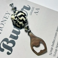 Seashell handle bottle opener with natural black and white pearl shell in silver finish - Black King Kong Shell Bottle Opener