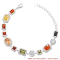 Detail of colorful gemstone bracelet showing 11mm width and 165mm adjustable length - VL561 White Gold Multi-color Stone Bracelet