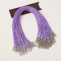 Collane in cordoncino di cera viola con chiusure a moschettone in argento e catene estensibili - 2.0mm/50cm / Viola Chiaro