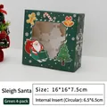 Kerst cupcake doos voor 4 stuks met venster en kerstman ontwerp in groen 16x16x7,5cm - Groen 4 Holtes (Kerstman Slee)