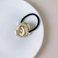 Punk style hair tie with high elastic band and interlocking gold alloy rings - FA2663 Gold Irregular