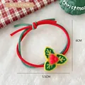Christmas hair tie featuring holly berry resin charm on red and green elastic bands - 6# Bicolor Hair Tie - Christmas Holly Leaves