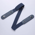 Navy blue elastic stretch belt with grey leather ends and silver snap button for jeans - Dark Blue [Standard Style]