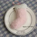 Chaussette de Noël en peluche rose avec bordure en fourrure blanche, 17x10cm - Chaussettes de Noël en Longue Peluche Rose B-02