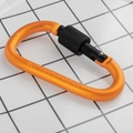 Orange D-ring aluminum carabiner with black screw lock and not for climbing text - Gold