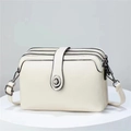 Minimalist beige crossbody bag with multi-compartment design and pebbled leather texture - Off-white