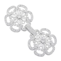 Macro shot of silver-colored flower-shaped connector buckle with micro-set cubic zirconia - VK261 White Gold Six-Petal Flower Clasp