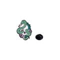 Green snake skull and pink rose enamel pin with a black rubber clutch backing - Green Snake with Skull and Rose