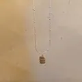 Elegant gold titanium steel necklace featuring a rectangle pendant with charm engraving - X1668 Silver - Square Tag Engraved
