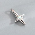 Silver cross pendant with iridescent central gemstone for DIY jewelry crafting - Iridescent Cross (Accessory 038-6#)