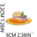Detailed view of a colorful sun hat embroidery patch measuring 6cm by 3.2cm - No. 15 Sun Hat