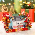 Christmas building block photo frame with snowman and gingerbread man figures - Christmas Photo Frame Blocks