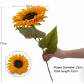 Single yellow artificial sunflower 53cm long with realistic petals and green leaves - SJ-B15 (53cm/15cm Diameter)