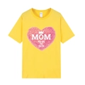 Yellow Mother's Day T-shirt with Mom You Are The Queen heart print graphic - XS / Tops / Yellow 318