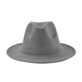 Classic grey wool fedora hat with wide flat brim and elegant minimalist gentleman style - One Size (58cm) / Light Gray