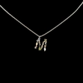 Chic 18k gold letter M necklace with colorful zircon stones on a silver chain - Letter M / Silver
