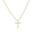 18k gold plated brass cross pendant necklace with sparkling clear cubic zirconia stones - June-Alexandrite Purple