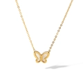 Collier papillon doré avec incrustation en nacre blanche et chaîne délicate - Style Papillon en Coquillage (HF-X2235)