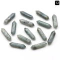 Greenish-grey double-pointed hexagonal natural stone crystal pillars for DIY jewelry - Labradorite