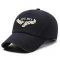 Dark blue quick-dry baseball cap with white New York embroidery and breathable eyelets - One Size(Adjustable) / Navy Blue