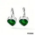 Orecchini a monachella in argento con cristalli a cuore verde smeraldo - Verde Argento (PD966)