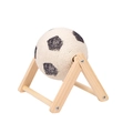 Creative soccer-shaped sisal cat scratcher ball with natural solid wood A-frame stand - Solid Wood V Soccer Small