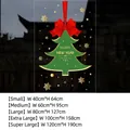 Christmas tree window sticker with red bow and gold Happy New Year text for glass decor - Green Tree Happy New Year / Small (40x64cm)