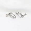 Silver screw-on earring converter for non-pierced ears with adjustable metal spiral design - Type 2 Real Platinum Bullet Head Converter