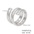 Spiral twisted titanium steel ring with 18k gold plating and horizontal line textures - US 6 / Steel