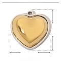 Detailed view of heart-shaped stainless steel pendant showing dimensions and 2.4g weight - Two-tone Gold Silver Heart (YE632)