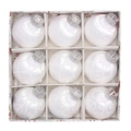 Set of 9 white glitter Christmas balls with diverse patterns in a 8cm decorative gift box - 8CM/9pcs / Pure White