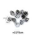 Miniature white-tipped artificial pine cones set for DIY Christmas crafts decoration - 2.2*2cm