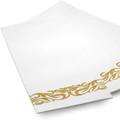 White napkins with gold filigree pattern and premium textured finish for parties - Gold Dust-free Napkin / 1 Sheet (30x43cm)