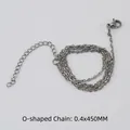 Collana a catena ad O in acciaio inossidabile da 0,4x450mm color acciaio con chiusura a moschettone - 0.4mm x 45cm+5cm / Color Acciaio
