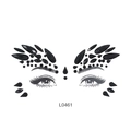 Gothic black gemstone face jewels sticker with teardrop and round rhinestone patterns - All Black Gem Symmetrical Pattern Style (L0461)