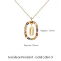 Gold letter O pendant necklace with colorful crystals on a dainty chain for women - Gold Letter O