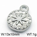 Colgante circular de acero inoxidable plateado con patrón de estrella, 13x10mm - KLJ6102-Z / Color Acero (13*10mm)