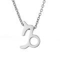 Polished silver stainless steel Capricorn zodiac symbol pendant necklace with O-chain - Capricorn - Steel