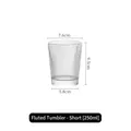 Short 250ml ribbed glass cup for coffee and juice with vertical stripe texture - 250ML / Transparent-Short