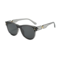 Classic oval women sunglasses with grey transparent frame and gold stud accents - Transparent Grey Frame Grey Lens